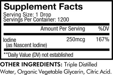 Codeage USDA Organic Iodine Drops 250 Mcg - 1+ Year Supply - Liquid Iodine Supplement Iodine Drops Solution - Pure, Clear Iodine - Vegan Iodine Liquid Drop - 2 fl oz