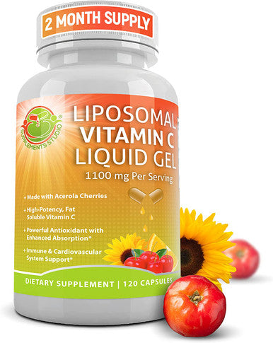 Liposomal Vitamin C Liquid Gel 1100Mg Organic Acerola Cherries Sunflower Lecithin High Potency Vitamin C Gel Drcaps For Enhanced Absorption Bioavailability 2 Month Supply Nongmo