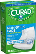 Curad Non-Stick Pads 2 Inches X 3 Inches with Adhesive Tabs 10 Count