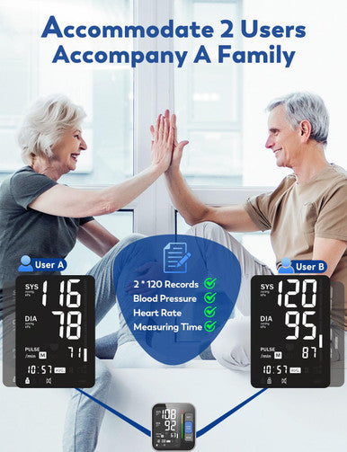 ATUDER Blood Pressure Monitors for Home Use Upper Arm, Accurate Cuff 8.7"-15.7" Monitor with Large Backlight Display 2 Users 240 Sets Memory & HR Detection, Digital BP Machine with Carrying Case