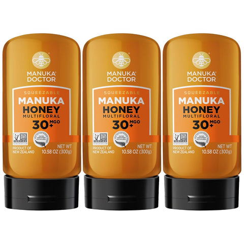 Manuka Doctor - MGO 30+ Squeezy Manuka Honey Multifloral, 100% Pure New Zealand Honey. Certified. Guaranteed. Raw. Non-GMO (10.58 oz)