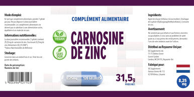 Hepatica Zinc L-Carnosine 120 Vegan Capsules, 3Rd Party Lab Tested, High Strength Supplement, Gluten And Gmo