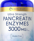 Carlyle Pancreatin Digestive Enzymes | 3000mg | 250 Caplets | Non-GMO Gluten | High Potency Formula