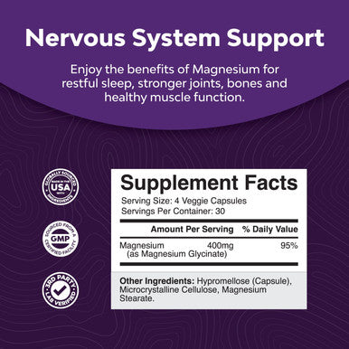 Bundle of Magnesium Glycinate Capsules Mineral and Nootropic Brain Focus Mushroom - Immune Support Bone Health Mood Support - 10X Mushroom Blend for Sugar Balance and Mental Focus