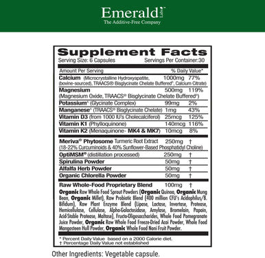 Emerald Labs Osteo Bone Health - Immune Support & Bone & Joint Supplement With Vitamin D3, K2, Calcium, Magnesium, Optimsm, Meriva Phytosome & More - 180 Vegetable Capsules