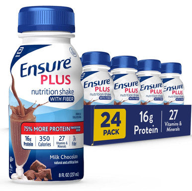 Ensure Plus Nutrition Shake 24 Count With 16 Grams Of Protein Meal Replacement Shakes 8 Fl Oz & Plus Nutrition Shake With Fiber 16 Grams Of Protein Meal Replacement Liquid