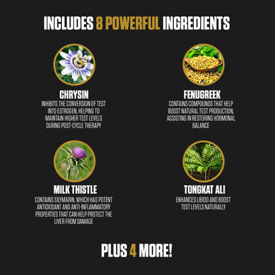 EPN Supplements Pct Support Extra Strength 8X | #1 Rated Post Cycle Supplement For Men | Increase Levels, Block Estrogen, Liver Support | 8 Powerful Ingredients W/Fenugreek, Milk Thistle + More - 60 Pills
