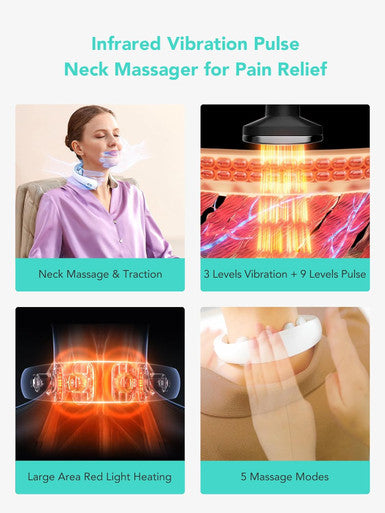 Skg Neck Massager With Heat, Electric Red Light Pulse Vibration Traction Neck Massager For Pain Relief Deep Tissue, 4D Portable Massager Gifts For Men And Women