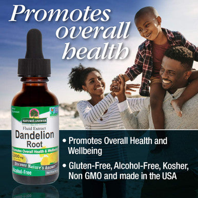 Nature'S Answer Alcohol Dandelion Root Extract 1 Fluid Ounce | Promotes Overall Wellness | Non GMO | Cruelty | Made in The USA