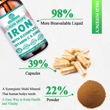 WellVeraVida Liquid Iron Supplement W/Vitamin C, B-Complex, High Potency Iron Liquid W. Multivitamin, Vegan Iron Drops For Women, Kids, Chelate Liquid Iron Supplement For Anemia, Fatigue, Red Blood Cell Support