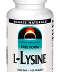 Source s L-Lysine Free Form -Amino Supplement Supports Energy Formation & Collagen - 100 Tablets
