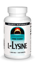 Source s L-Lysine Free Form -Amino Supplement Supports Energy Formation & Collagen - 100 Tablets