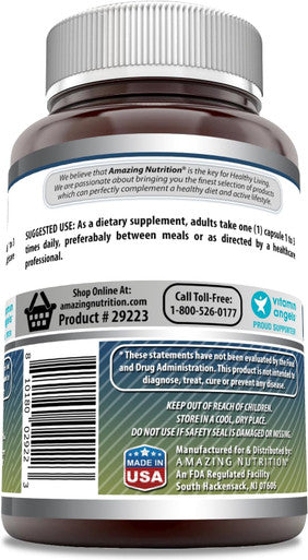 Amazing Nutrition Formulas L-Glutamine 500mg 120 Capsules Supplement | Non-GMO | Gluten | Made in USA
