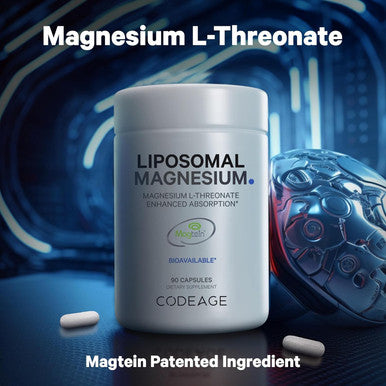 Codeage Liposomal Magnesium L-Threonate Supplement Patented Magtein Magnesium Threonate for Brain Health Memory and Cognitive Function Support Bioavailable L Threonate Non-GMO - 90 Capsules