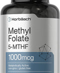 Horbaach Methyl Folate 1000 mcg 200 Capsules 5-MTHF Folic Acid Supplement Non-GMO Gluten Free Methylfolate by Horbaach