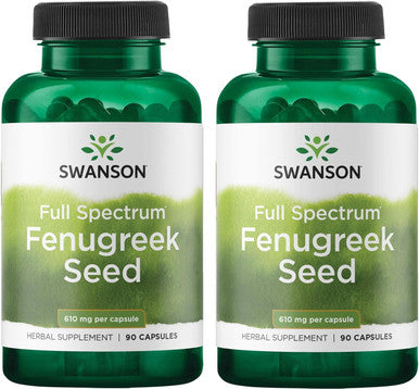 Swanson Full Specturm Fenugreek Seed - Herbal Supplement - (610 Milligrams 90 Capsules) 2 Pack