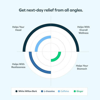 Cheers Relief | Next Morning Aid with Ginger + White Willow Bark | Feel Better After Drinking | 12 Doses Ginger, White Willow Bark, L-Theanine, Caffeine