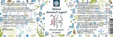 Kala Health Movement Complex Vegetarian Capsules OptiMSM GlucosaGreen glucosamine ChondroPure chondroitin B2Cool undenaturated Collagen EsterC Vitamin C Aquamin Ocean Water Concentrate 60