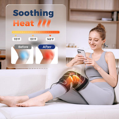 Homrelexa Corded Heated Knee Massager- Extra-Large Knee Heating Pad With 5 Vibration Modes & 3 Heating Levels Power Connection Three Timer Settings Perfect Birthday Christmas For Men Women Black