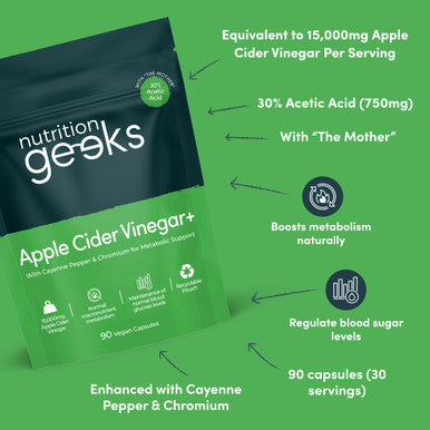 Apple Cider Vinegar Capsules 15000mg with Mother & 30% Acetic Acid - Enhanced with Chromium & Cayenne Pepper - 90 Vegan Capsules (Not Apple Cider Vinegar Gummies or Liquid) Teeth Friendly - UK Made