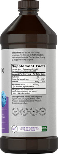 Liquid Hyaluronic Acid Supplement | 100 mg | 16 oz | Cherry Flavor | Non-GMO and Gluten Free Formula | by Horbaach