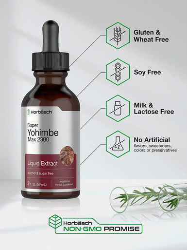 Super Yohimbe Bark Extract | 2 Oz | Alcohol and Sugar Free Formula | Vegetarian, Non-GMO, Gluten Free Liquid Supplement | by Horbaach