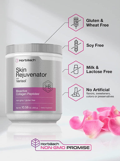 Skin Rejuvenator with Verisol 10.58 oz Bioactive Collagen Peptide Powder Types and III Non GMO Gluten Free Supplement by Horbaach