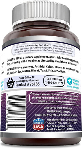 Amazing Nutrition Formulas Sambucus Black Elderberry Supplement | 3000 Mg Per Serving | 180 Veggie Capsules Supplement | Non-GMO | Gluten | Made in USA
