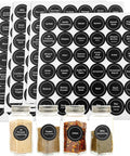Spice Labels, 432Pcs Spice Labels Stickers 1.4in Waterproof Adhesive Round Preprinted Spice with Blank Label Black Tear Resistant Sticker for Kitchen Jars Caps Food Containers Spice Organizers