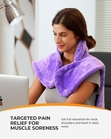 Heating Pad For Back Pain Relief, Coococo Electric Heated Neck & Shoulder Wrap, Cute Heat Pad With 6 Heat Levels, Valentines Day Gifts For Grandma Women Mom Wife Girlfriend, Fsa Hsa Eligible, Purple