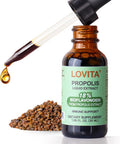 LOVITA Bee Propolis Liquid Extract 30 Day Supply 5:1 Resin Drops with 18% Bioflavonoids Alcohol Free Antioxidant Immune Support and Throat Soothing Gluten Free Non GMO