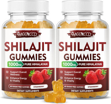 Sugar-Shilajit Gummies 1000 Mg With 85+ Trace Minerals & Fulvic Acid, Pure Himalayan Shilajit Supplement Gummies For Men & Women - Energy, Brain, Immunity - Strawberry Flavor, 120 Count