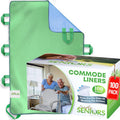Simply Seniors Absorbent Positioning Bed Pad With Handles & 100 Commode Liners Strong Portable Toilet Bags - Reusable Washable Waterproof Incontinence Bed Pads 34" X 52" - Disposable Toilet Bedside Liners