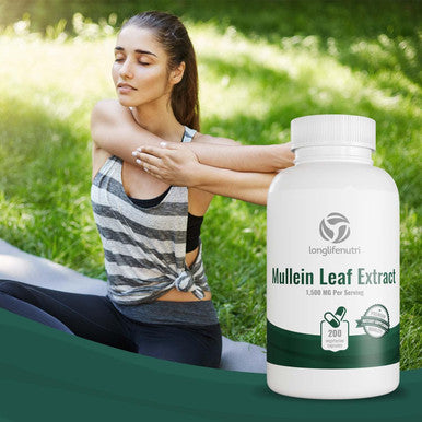 LongLifeNutri Mullein Leaf 1500Mg | 200 Vegetarian Capsules | 10:1 Extract 3000 Mg Strength | Verbascum Thapsus Pure Natural Powder | Non-Gmo Gluten Free | Made In Usa Vitamin | Herbal Supplement