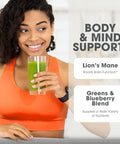 Genius Super Greens Superfood Powder, Nootropic Supplement - Organic Spirulina Powder with Lions Mane, Kale, Spinach & Antioxidants - Juice & Smoothie Mix for Energy, Immunity & Gut Health