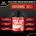Apple Cider Vinegar Capsules 5050mg Herbal Equivalent with Ginger Turmeric Supports Digestion Detox Immune 2 Months Supply