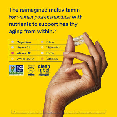 Ritual Multivitamin For Women 50+, Menopause Supplements With Vitamin D3, K2 And Magnesium For Bone Support, Omega-3 Dha, Vitamin B12, Non-Gmo, Mint Essenced, 30 Day Supply, 60 Vegan Capsules