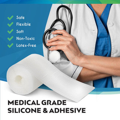 Clear Extra-Long Silicone Gel Scar Tape- Reusable Scar Healing After Surgery Must Have Strips Surgical Scars, C-Section Tummy Tuck Recovery, Face Neck Scar Treatment