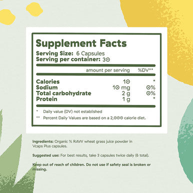 Brightcore Nutrition Sweet and Immune Boost 180 Wheatgrass Juice Powder Capsules