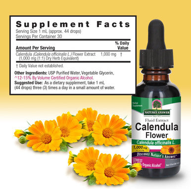 Nature'S Answer Calendula Flowers with Organic Alcohol 1-Fluid Ounce | Immune Support | Promotes Blood Regulation | Natural Metabolizer