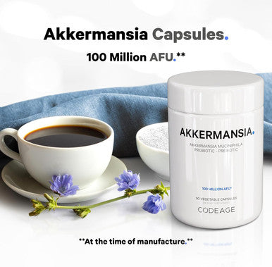 Codeage Akkermansia Muciniphila Probiotic Supplement - 3-Month Supply of Akkermansia Probiotic & Chicory Inulin - Daily Synbiotic Probiotic Chicory Root - 100 Million AFUs - Gluten- - 90 Capsules