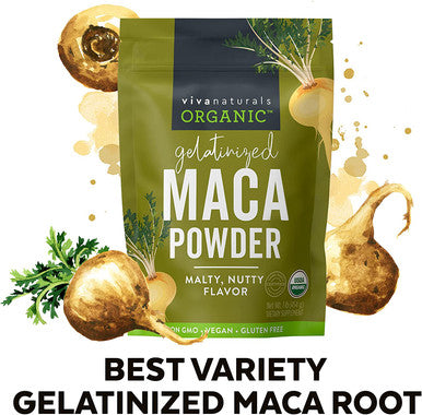 Viva Naturals Organic Maca Powder Gelatinized Maca Powder Organic Pervuian Superfood Traditionally Used for Energy Certified Organic Gluten Free and Non GMO 1 lb Bag