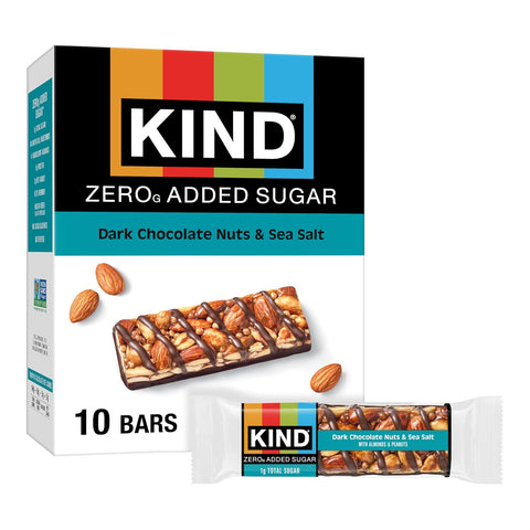 KIND ZERO Added Sugar Bars Dark Chocolate Nuts and Sea Salt Keto Friendly Snacks Gluten 5g Protein 5 Count