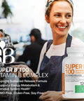 Bronson Super B 100 Vitamin B Complex Sustained Release Contains All B Vitamins (Vitamin B1, B2, B3, B6, B9 - Folic Acid, B12) Supports Energy Metabolism & Nervous System Health, Non-Gmo, 250 Tablets