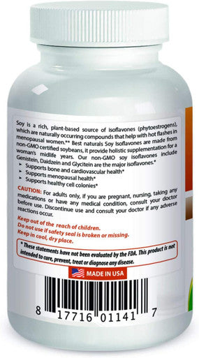 Best Naturals Soy Isoflavones for Women 750 Mg Capsules 120 Count