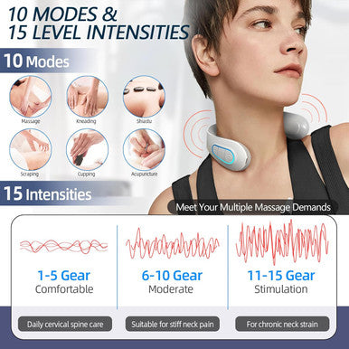 Inshuey Neck Massager For Pain Relief With Heat Portable Electric Pulse Deep Tissue Trigger Point Cervical Massager For Women Men Gifts Fsa Or Hsa Eligible