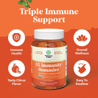 Vegan Organic Immune Support Gummies - D3 Zinc And Vitamin C Gummies For Adults Immunity - Organic Vitamin D Gummies For Adults Immune Support Supplement - Gluten & Non-Gmo (60 Servings)