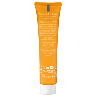 Healthspan Vitamin C Eye Cream (15ml) | 3 sources of Vitamin C with Caffeine Hyaluronic Acid & Vitamin E | Brightening Eye Cream | Reduces the appearance of puffiness & smooth skin | Vegan