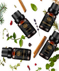 Aromatherapy Clary Sage Essential Oil Set for Diffuser, 100% Pure Thyme Essential Oils Kit for Humidifier, 4X10ml Therapeutic Grade Fresh Grassy Essential Oils Set-Clary Sage,Thyme,Rosemary,Basil Oil