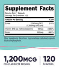 Nutricost Folic Acid for Women (Vitamin B9) 1200 mcg 120 Capsules